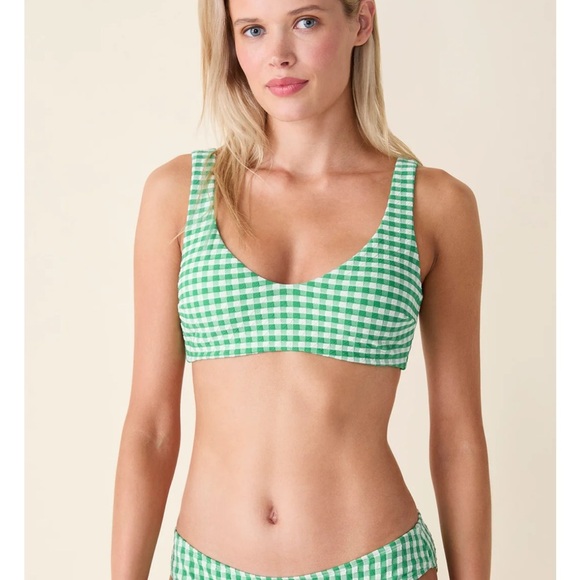 Andie NWT Delray Green Gingham Bikini Top 90’s The High Rise Bikini Bottoms Sz L - Picture 16 of 16